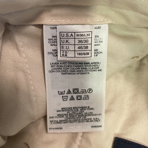 Brooks Brothers 346 Advanced Chino Clark Men’s Pants W36/L30 - Picture 5 of 5